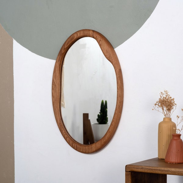 White Oak Mirror , Real American Walnut Mirror , Wood Frame Mirror , Organic Mirror , Mid Century Mirror , Farmhouse Mirror , Oval Mirror