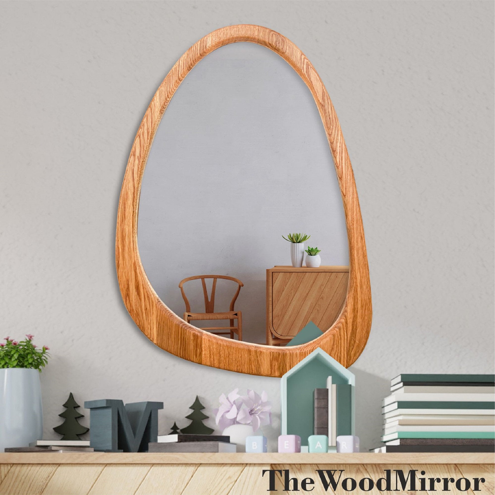 Organic Mirror , White Oak Mirror , Walnut Mirror , Irregular Mirror