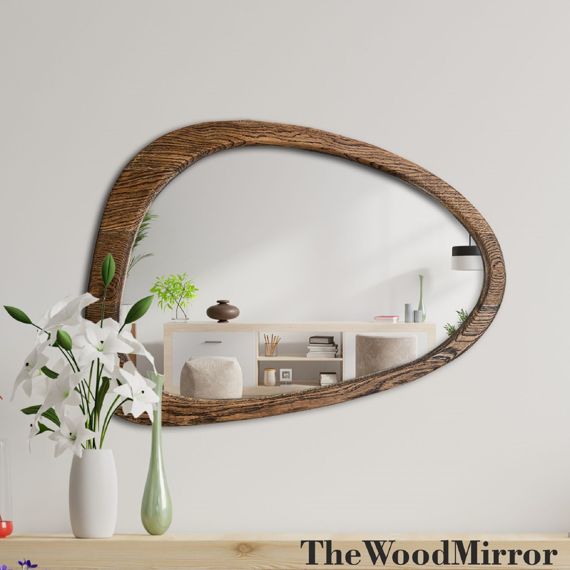 Organic Mirror , White Oak Mirror , Walnut Mirror , Irregular Mirror