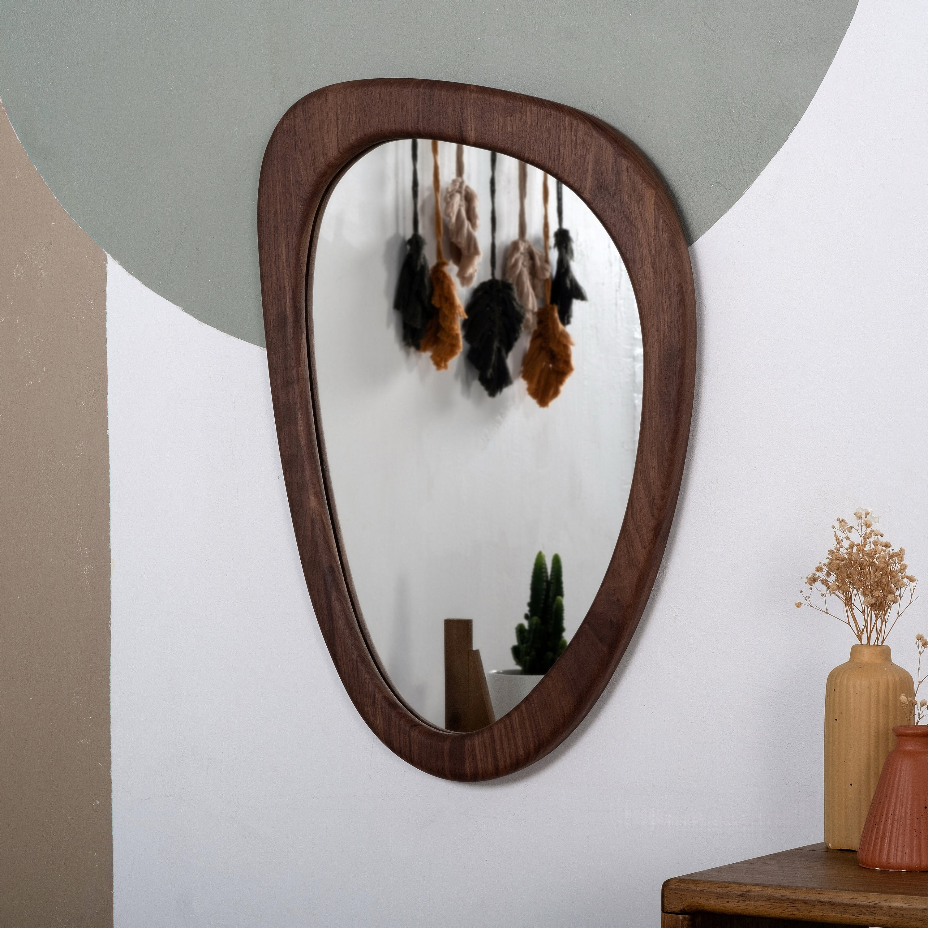 Organic Mirror , White Oak Mirror , Walnut Mirror , Irregular Mirror