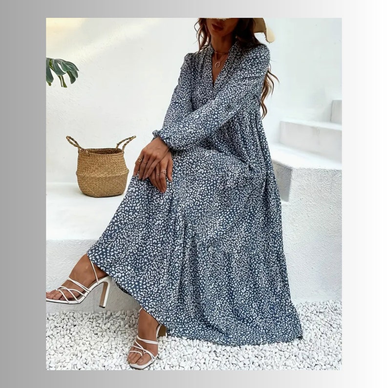 Boho Long Dress pattern, Woman PDF sewing printable pattern, Plus sizes patterns, Sewing Pattern, Long Sleeve Boho Dress pattern. image 4