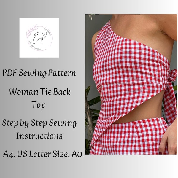 Tie Back Woman's Shirt Sewing Pattern: Boho Style, Large Sizes (PDF Pattern)