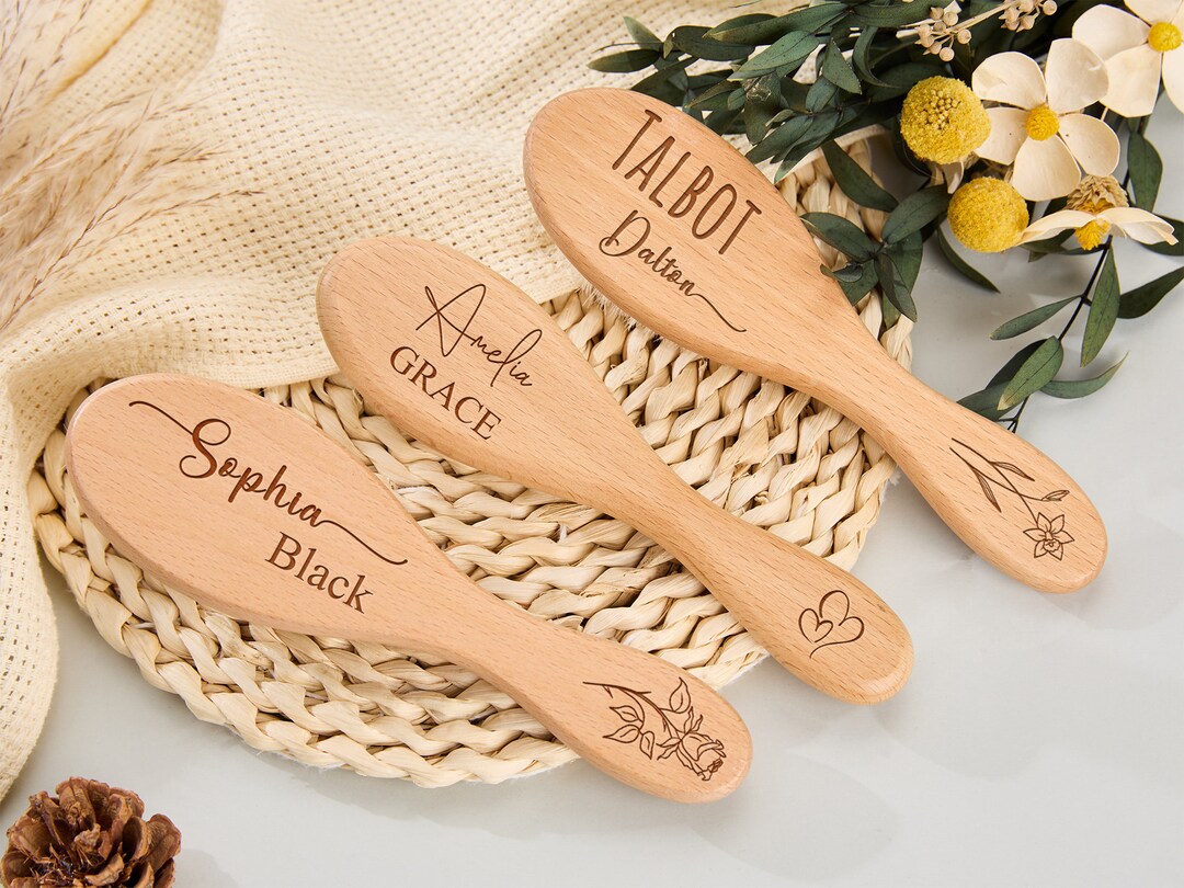 Baby Hair Brush Setpersonalized Baby Hair Brushcustom Baby Etsy