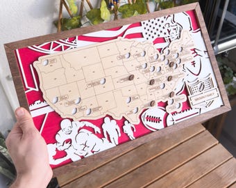 Personalized NFL Stadium Tracker Map | Football Fan Gift | Sports Room Decor | Football Stadium Tracker Map | Father's Days Gift