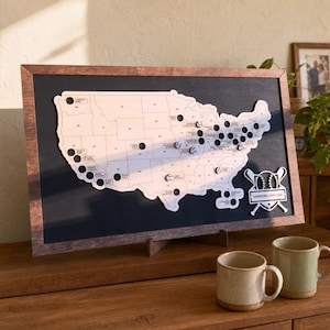 Personalized Wooden MLB Stadium Tracker Map, Baseball Ballpark Bucket List, Custom Gift for Baseball Fans