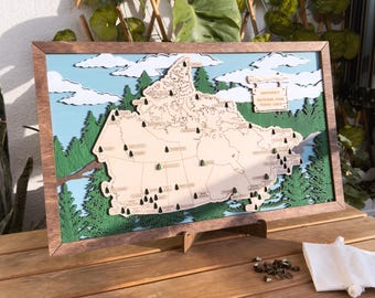 Wooden Canada Map Wall Art CA National Park Map, Retirement Gift, Gift Couple who Travels, Gift for Outdoorsy Man, Gift for RV Owner