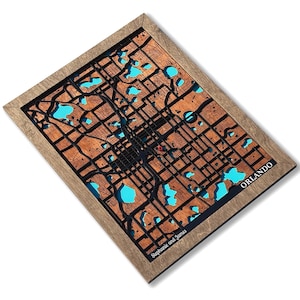 Custom First Home Map | Any City Map Wood Wall Art | Orlando Map |  Personalized Name Location Town | Realtor Gift | Travel Map with Pins