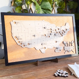 Tracker de carte de voyage personnalisé pour stade de baseball, carte personnelle du stade du stade de baseball, cadeau pour amateur de baseball, tracker de stade américain, cadeau pour papa