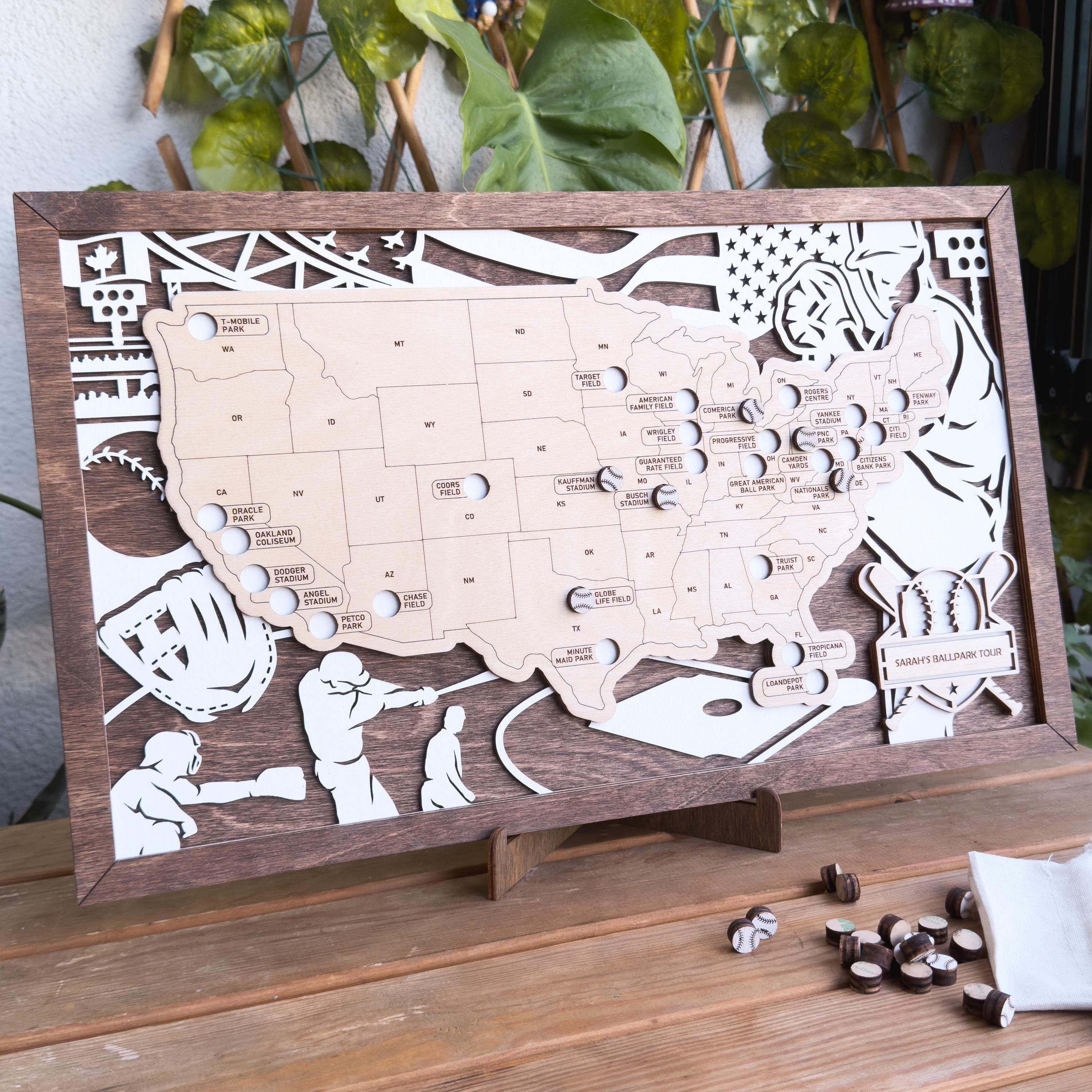 Custom Baseball Park Map, Baseball Stadiums Sign, Baseball