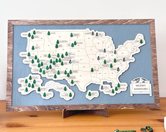 Custom US National Parks Travel Map, Family Road Trip Tracker, Travel Home Decor, Gift from Family,  Travelers Hikers, Gift for Husband