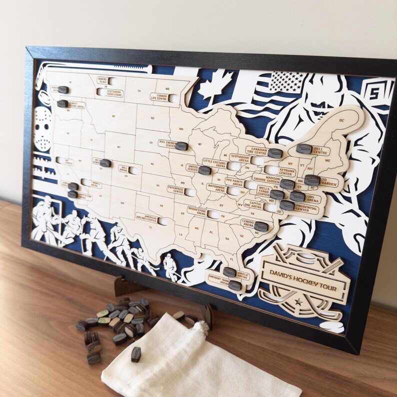 Personalized Wooden NHL Stadium Tracker Map - Ice Hockey Arena Travel ...