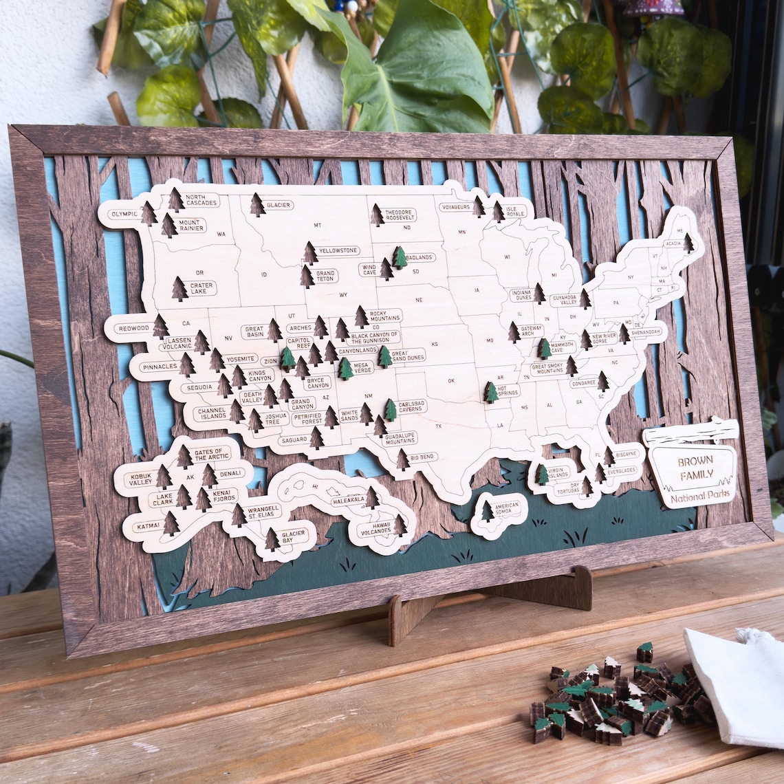 Custom US National Parks Travel Map, Family Road Trip Tracker, Travel