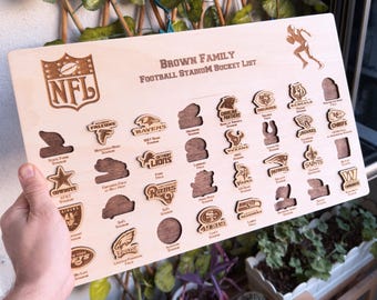 Football Stadium Travel Board, Personalized Wooden Stadium Tracker, Perfect Gift for Football Fans, Football Stadium Bucket List