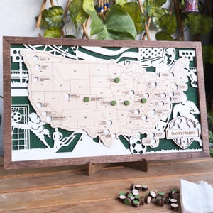 Carte de voyage du stade de football MLS Pro, carte de la liste des seaux du stade de football, souvenir du stade de football, cadeau pour amateur de football, cadeau pour homme, cadeau fête des pères