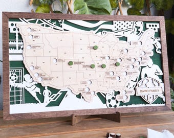 MLS Pro Soccer Stadium Travel Map, Soccer Stadium Bucket List Map, Soccer Stadium Keepsake, Soccer Lover Gift, Gift for Men, Gift for Dad