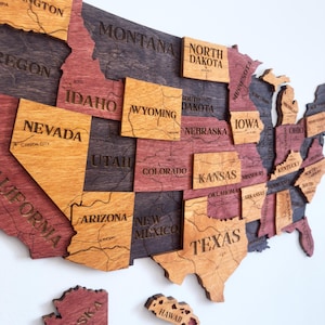 Wooden America Map, US Travel Map, Push Pin Map, United States Wall Art, New Apartment Gift Decor, Housewarming Gift, USA Wooden Wall Art