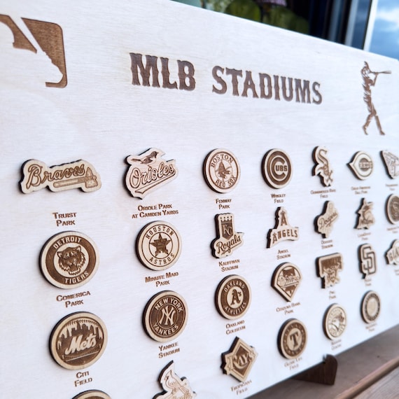MLB Stadium Tracker Board, Baseball Travel Map, Gift for Baseball Fans