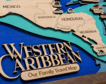 Personalized Caribbean Cruise Map Gift for Cruise Lovers, Western Eastern Southern Caribbean Decor, Nautical Wall Art, Fathers Day Gift