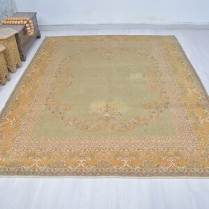 8x10 Oushak Rug: Vintage Handmade Turkish Wool-Cotton Area Rug