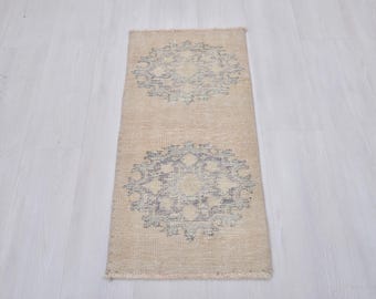 Kleiner Türkischer Teppich, 70x30,3x3 Badteppich,Kleiner Vintage Teppich,Handgewebter Teppich,Weicher Teppich,3x3 Fußteppich,Alter Teppich, Eingangsteppich,Wollteppich