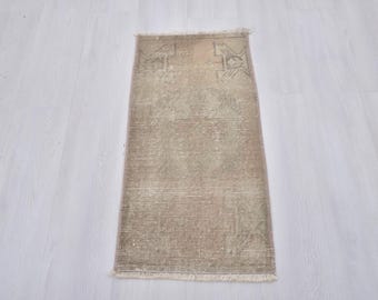 Kleiner Türkischer Teppich, 70x30,3x3 Badteppich,Kleiner Vintage Teppich,Handgewebter Teppich,Weicher Teppich,3x3 Fußteppich,Alter Teppich, Eingangsteppich,Wollteppich