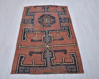 Turkish Rug 4x5, Vintage Rug 4x5, Turkish Vintage Rug, Vintage Turkish Rug, Oushak Rug, Handmade Rug,4x5 Rug,Anatolian Rug,Soft Rug,