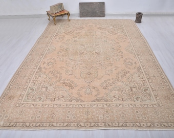 10x13 Oversize Vintage Soft Area Rug, Large Oushak 10x13 Rug, Hand Made Wool Rug, Oversized Pastel Turkish Rug, 10x13 Extra Big Saloon Rug