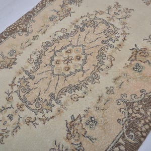 4x7 Vintage Turkish Oushak Rug: Handmade Wool Area Rug