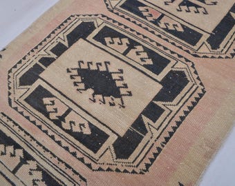 2x5 Runner Rug,Bohemian Rug,Muted Rug,Distressed Rug,2x5 Vintage Rug,2x5 Oushak Rug,Natural Rug, Wool Rug,Kitchen Runner,Rug 2x5,Soft Runner