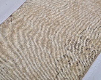 2x5 Runner Rug,Bohemian Rug,Muted Rug,Distressed Rug,2x5 Vintage Rug,2x5 Oushak Rug,Natural Rug, Wool Rug,Kitchen Runner,2x5 Neutral Runner