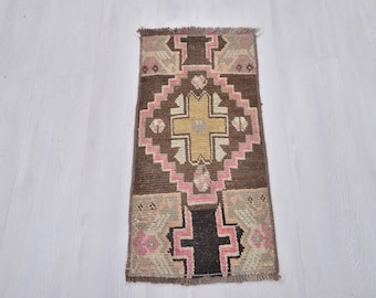 Kleiner Türkischer Teppich, 70x30,3x3 Badteppich,Kleiner Vintage Teppich,Handgewebter Teppich,Weicher Teppich,3x3 Fußteppich,Alter Teppich, Eingangsteppich,Wollteppich