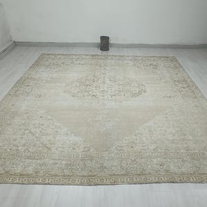 10x12 Vintage Oushak Rug: Large Wool & Cotton Persian Rug