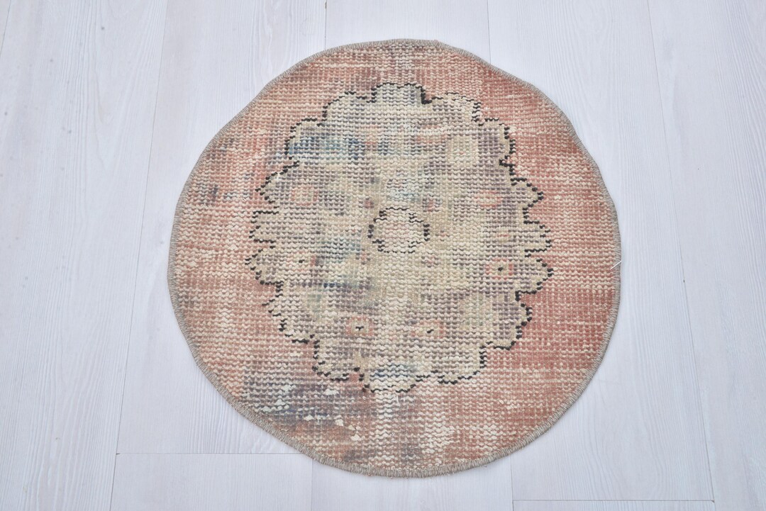 2x2 Anatolian Rug, Turkish Small Rug, Oushak Small Rug, 2x2 Natural Rug ...