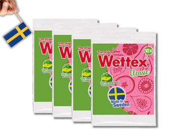 Wettex, The Original Swedish Dishcloth, 4-10 Pack, Swedish Disktrasa, Superabsorbent Dishcloth, Eco Cleaning Tools, Reusable Washcloth,