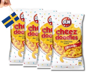 4 Bags of Cheez Doodles 225g (7.93 Oz), Ostbågar, Swedish snacks, swedish food, fredagsmys, OLW, cheese doodles