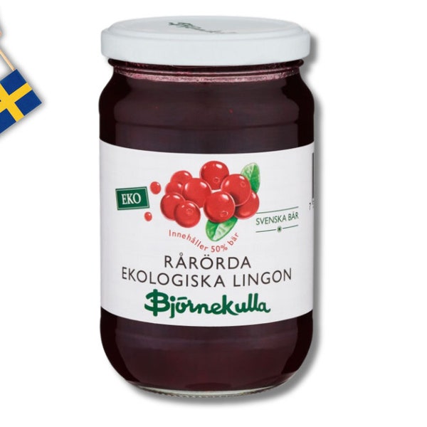 1 Jar Swedish Lingonberry Jam, , Swedish Lingon Berry, Swedish Jam Lingonberries Sweden, Swedish Organic Jam and Jelly Sweden, Lingonsylt