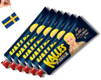6 Tubes Kalles Kaviar Guld 250g (8.81 oz.), Swedish Kalles Kaviar Light, Creamed Smoked Cod Roe Spread, Made in Sweden, Food, Gold