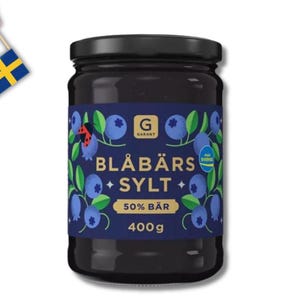 Garant Blueberry Jam - 50% Berries, 400g (14.10 oz) - Classic Swedish Blueberry Jam