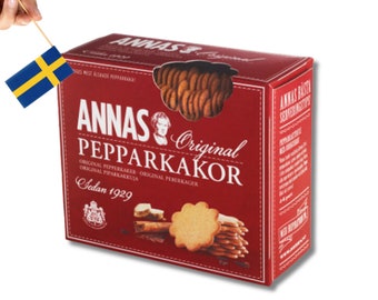 1 Paquete de Anna Pepparkakor Original 300g (10.58 Oz), Galletas de pan de jengibre, galletas navideñas, pan de jengibre sueco, comida sueca, fika