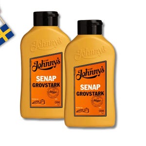 2 Bottles Johnny’s Senap Grovstark – 500g (17.63 oz) – Swedish Coarse & Spicy Mustard