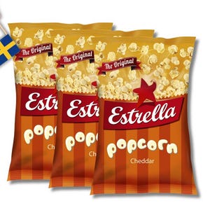 3 Bags Estrella Popcorn Cheddar – 65g (2.29oz)