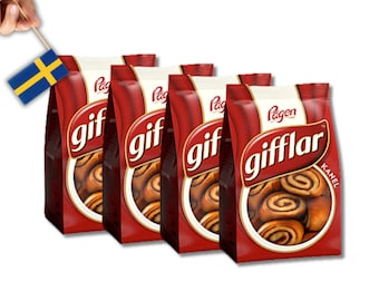 4 Bolsas de Gifflar de Pågen 300 g (10,58 Oz), rollos de canela suecos, bollos, kanelgifflar, fika sueca, comida sueca, kanelbullar