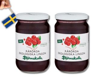 2 Gläser Schwedische Preiselbeermarmelade, Schwedische Preiselbeere, Schwedische Marmelade Preiselbeeren Schweden, Schwedische Bio-Marmelade und Gelee Schweden, Lingonsylt