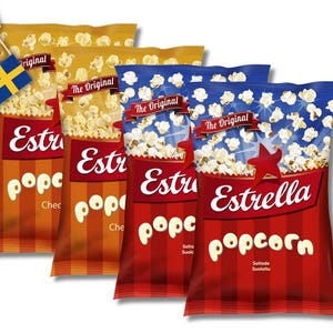 Estrella Popcorn Mix Pack (4 Bags) – Original Salted & Cheddar – 65g (2.29oz) each bag