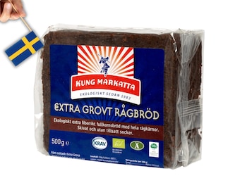 Kung Markatta Extra Grovt Rågbröd 500g (17.63 Oz), Extra Coarse Rye Bread, Swedish Bread, scandinavian bread, swedish food