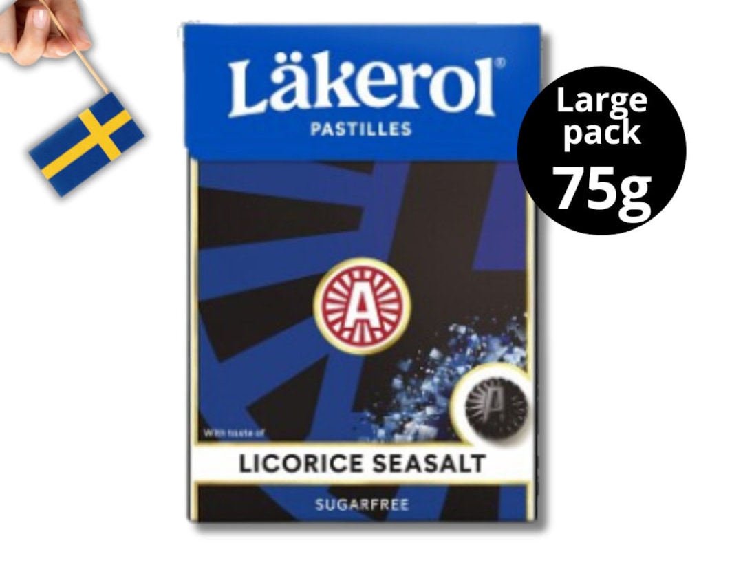 Swedish Candy Läkerol Licorice Seasalt, 75g 2.64 Oz Swedish Licorice