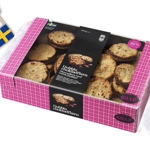 1 caja de Gille Dubbla Chokladflarn 600g (21,16 oz), Fika sueco, galletas suecas, chocolate con leche sueco, comida sueca, ¡obleas de chocolate!