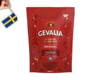 1 paquet de café instantané suédois Gevalia 200 g (7,05 oz), Mellanrost, café suédois. Torréfaction moyenne, snabbkaffe Gevalia, Fika Coffee, Suède
