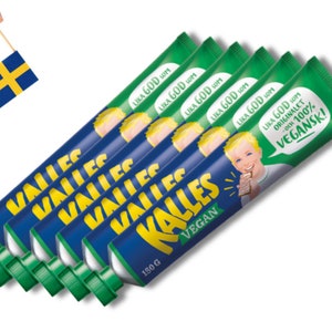 6 Tubes Kalles Kaviar Vegan 150g (5.29 oz.), Swedish Kalles Kaviar Light, Creamed Smoked Cod Roe Spread, Made in Sweden, Food, Vegan