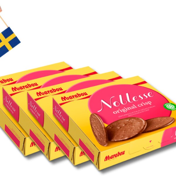 4 Boxes of Marabou Noblesse Original Crisp 150g (5.29 Oz) - Swedish Milk Chocolate with Crisps, swedish chocolate, milk chocolate